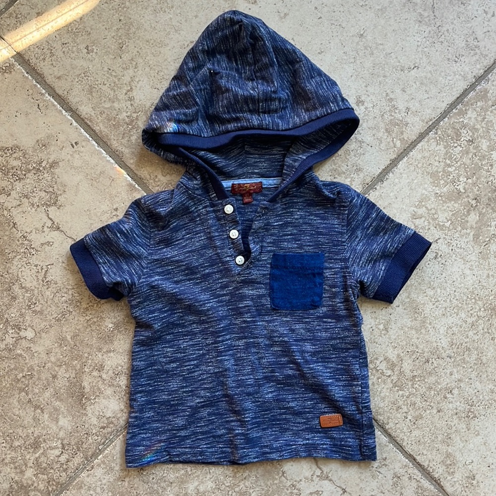 7 for all mankind blue shortsleeved hoodie